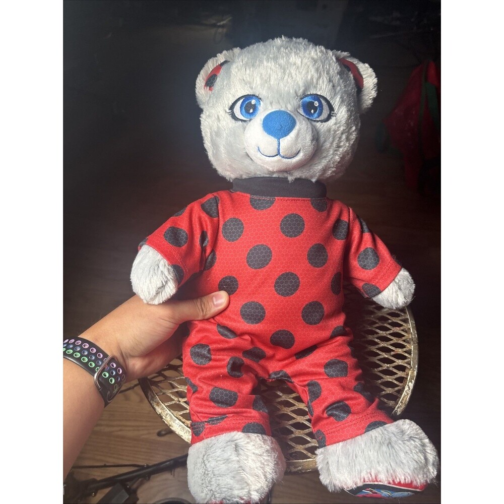 Build A Bear Miraculous Ladybug Plush Stuffed Animal Bear Gray ZAG with suit